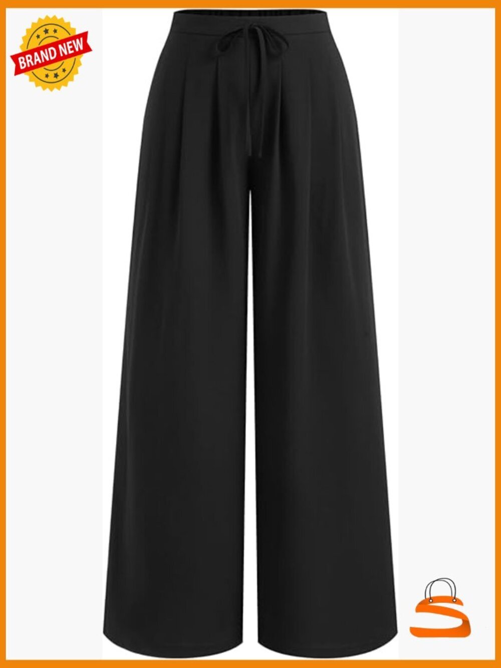 Wide Leg Palazzo Pants with Pockets - High Waisted Drawstring Elastic